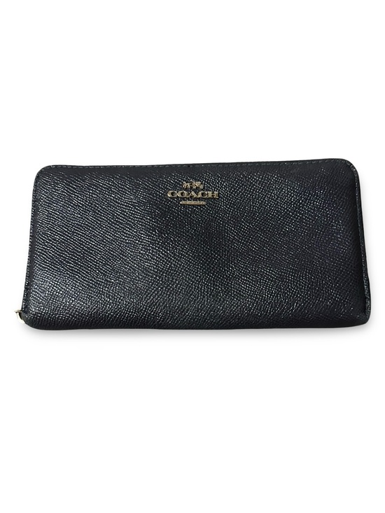 Coach Handbags - Coach Black Zip Around Pebbled Leather Wallet with Gold Logo